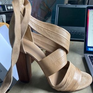 Vince Beatrice Nude Sandal Wrap Heels